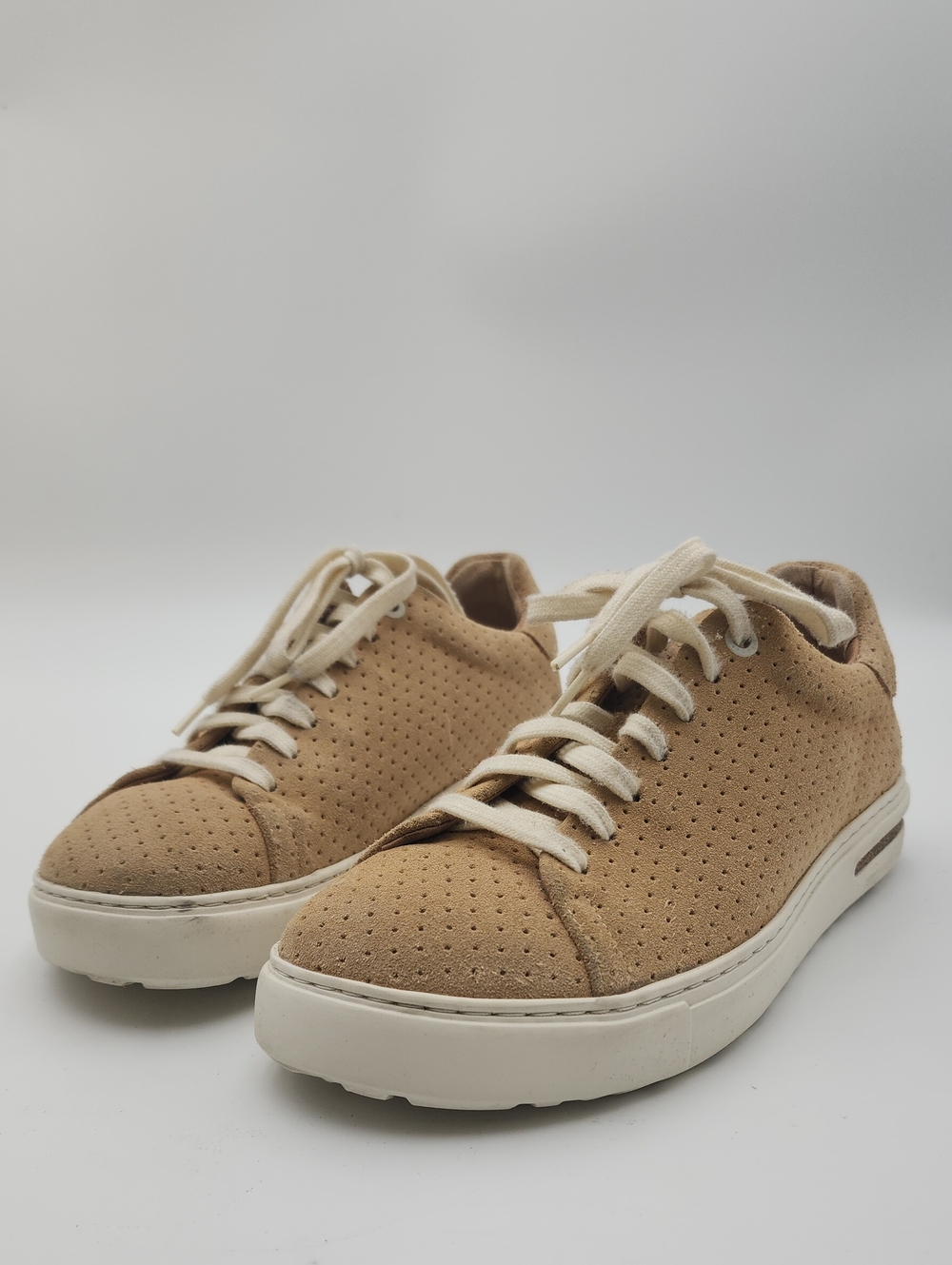 Birkenstock Women's Suede bend low Sneaker in Tan with White Laces Size 7